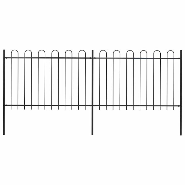 Gartenzaun mit Rundbogen Stahl 359 x 120 cm Schwarz