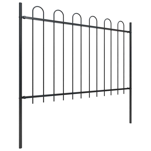 Gartenzaun mit Rundbogen Stahl 359 x 120 cm Schwarz