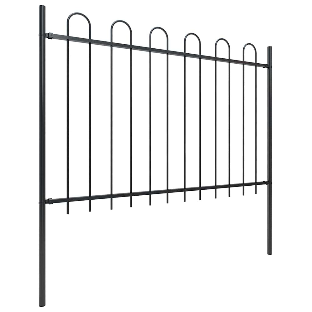 Gartenzaun mit Rundbogen Stahl 359 x 120 cm Schwarz