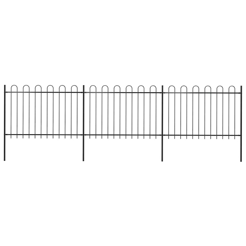 vidaXL Clôture de jardin en acier avec arche 537 x 120 cm Noir