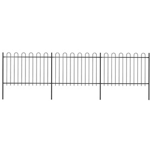 Gartenzaun mit Rundbogen Stahl 537 x 120 cm Schwarz