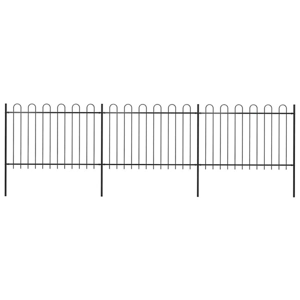 Gartenzaun mit Rundbogen Stahl 537 x 120 cm Schwarz