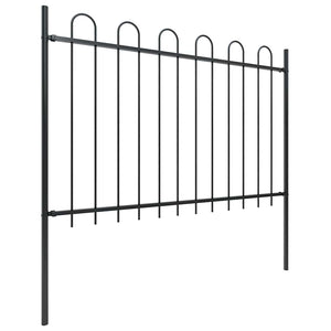 Gartenzaun mit Rundbogen Stahl 1248 x 120 cm Schwarz