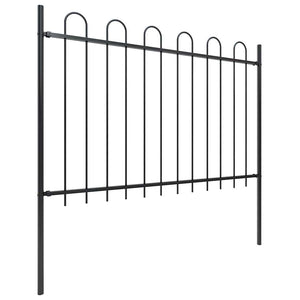 Gartenzaun mit Rundbogen Stahl 1781,5 x 120 cm Schwarz