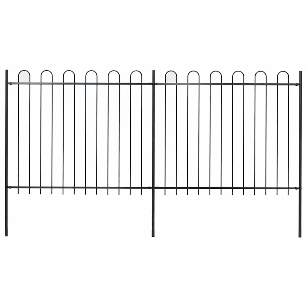 Gartenzaun mit Rundbogen Stahl 359 x 150 cm Schwarz