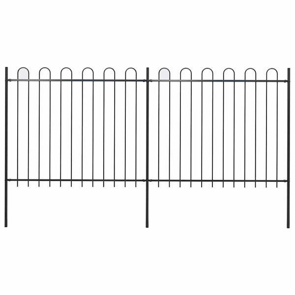 Gartenzaun mit Rundbogen Stahl 359 x 150 cm Schwarz