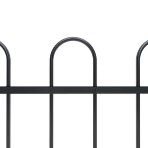 Gartenzaun mit Rundbogen Stahl 359 x 150 cm Schwarz