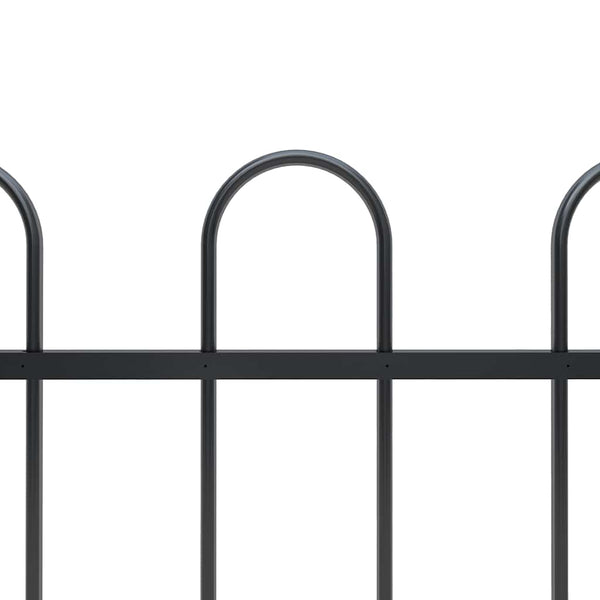 Gartenzaun mit Rundbogen Stahl 359 x 150 cm Schwarz