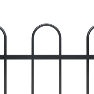 Gartenzaun mit Rundbogen Stahl 537 x 150 cm Schwarz