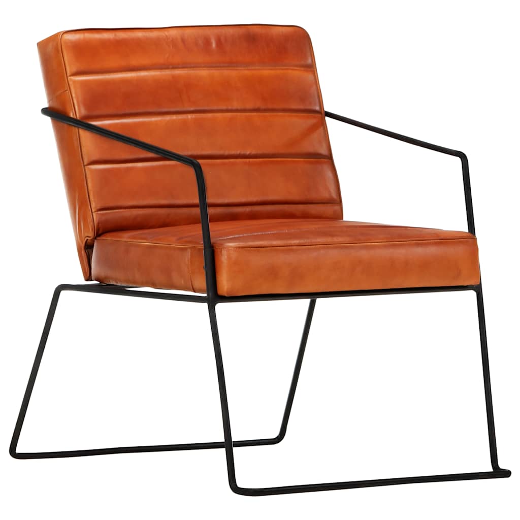 vidaXL Fauteuil marron clair cuir véritable