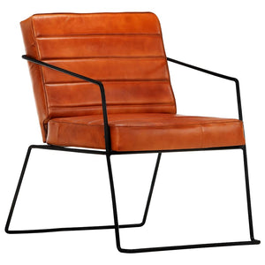 vidaXL Fauteuil marron clair cuir véritable