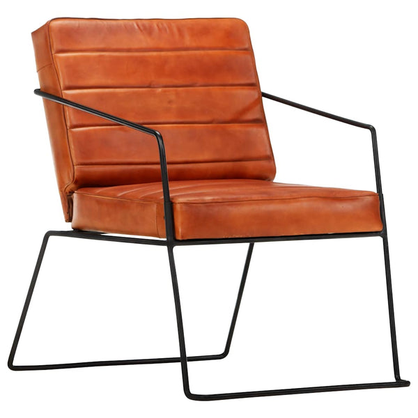 vidaXL Fauteuil marron clair cuir véritable