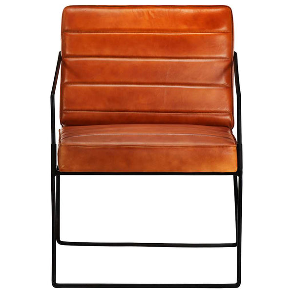 vidaXL Fauteuil marron clair cuir véritable