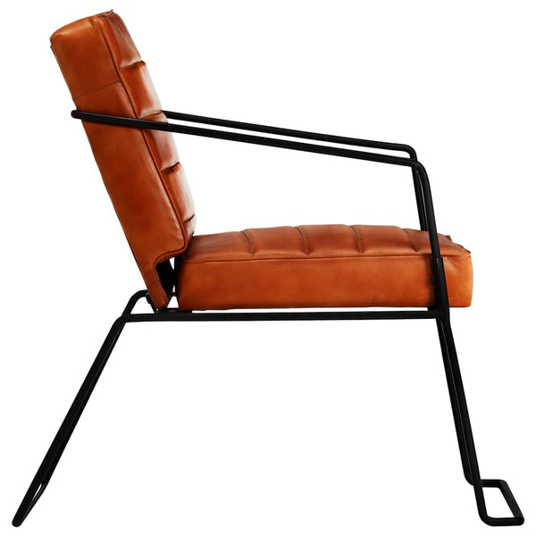 vidaXL Fauteuil marron clair cuir véritable