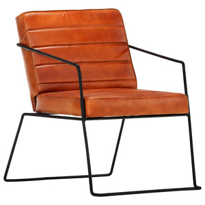 vidaXL Fauteuil marron clair cuir véritable