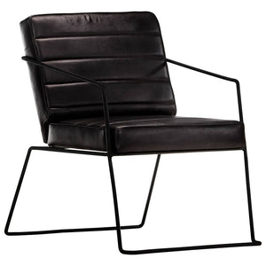 vidaXL Fauteuil Cuir véritable Noir