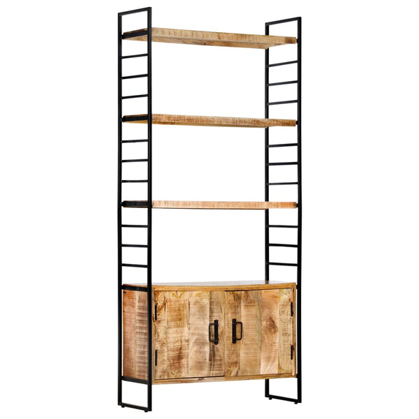 Bücherregal 4 Ebenen 80x30x180 cm Raues Mangoholz