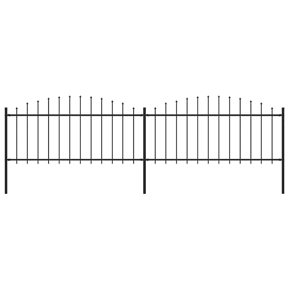 Gartenzaun mit Speerspitzen Stahl (0,5 - 0,75) x 3,4 m Schwarz
