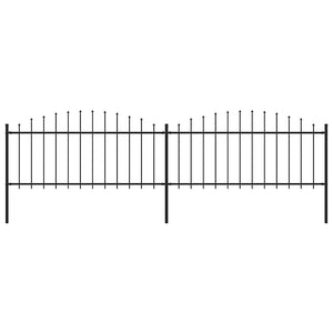 Gartenzaun mit Speerspitzen Stahl (0,5 - 0,75) x 3,4 m Schwarz