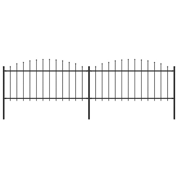Gartenzaun mit Speerspitzen Stahl (0,5 - 0,75) x 3,4 m Schwarz