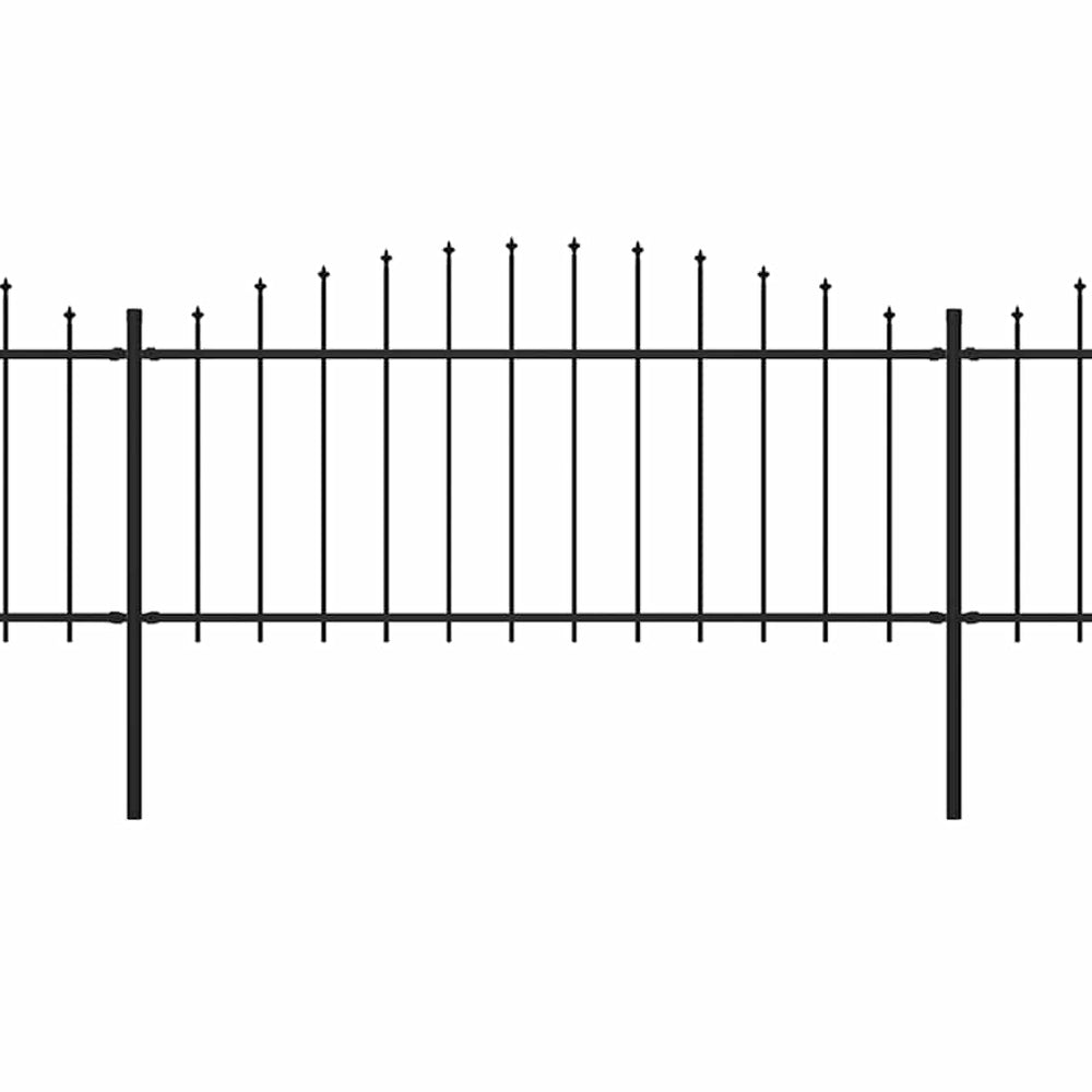 Gartenzaun mit Speerspitzen Stahl (0,5 - 0,75) x 3,4 m Schwarz