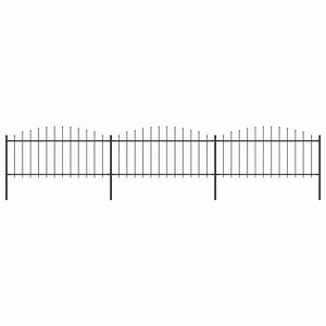 Gartenzaun mit Speerspitze Stahl 537 x 75 cm Schwarz