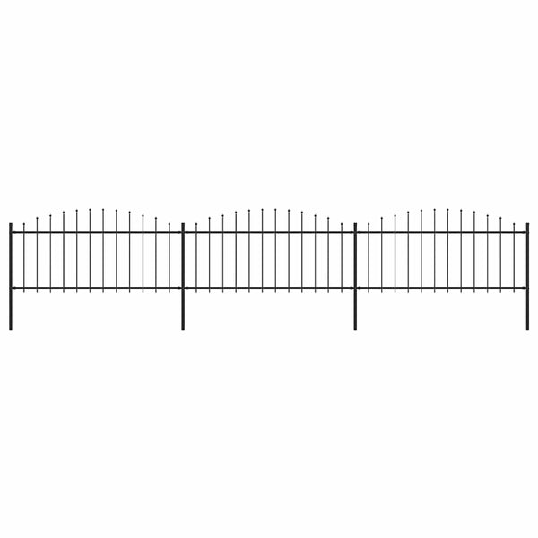 Gartenzaun mit Speerspitze Stahl 537 x 75 cm Schwarz