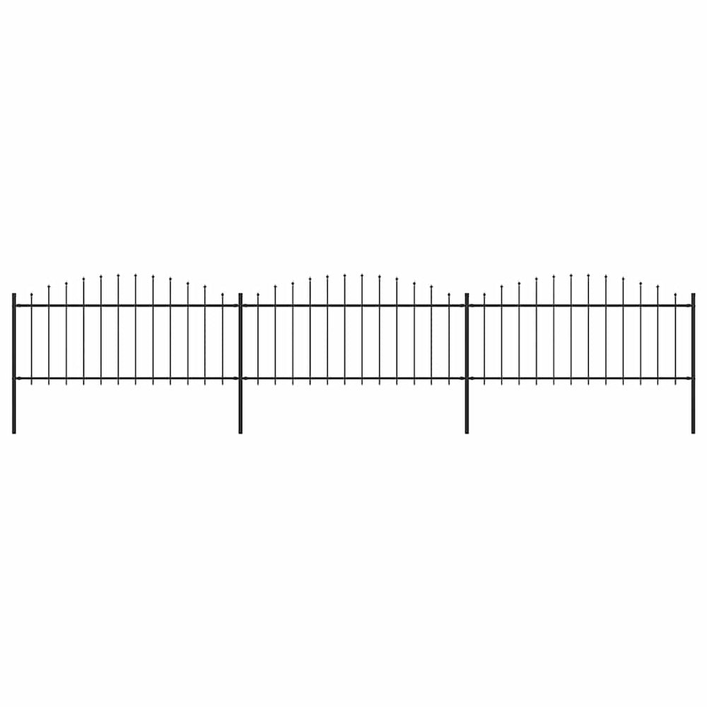 Gartenzaun mit Speerspitze Stahl 537 x 75 cm Schwarz