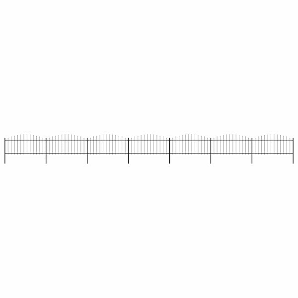 Gartenzaun mit Speerspitzen Stahl (0,5 - 0,75) x 11,9 m Schwarz