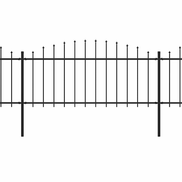 Gartenzaun mit Speerspitzen Stahl (0,5 - 0,75) x 11,9 m Schwarz