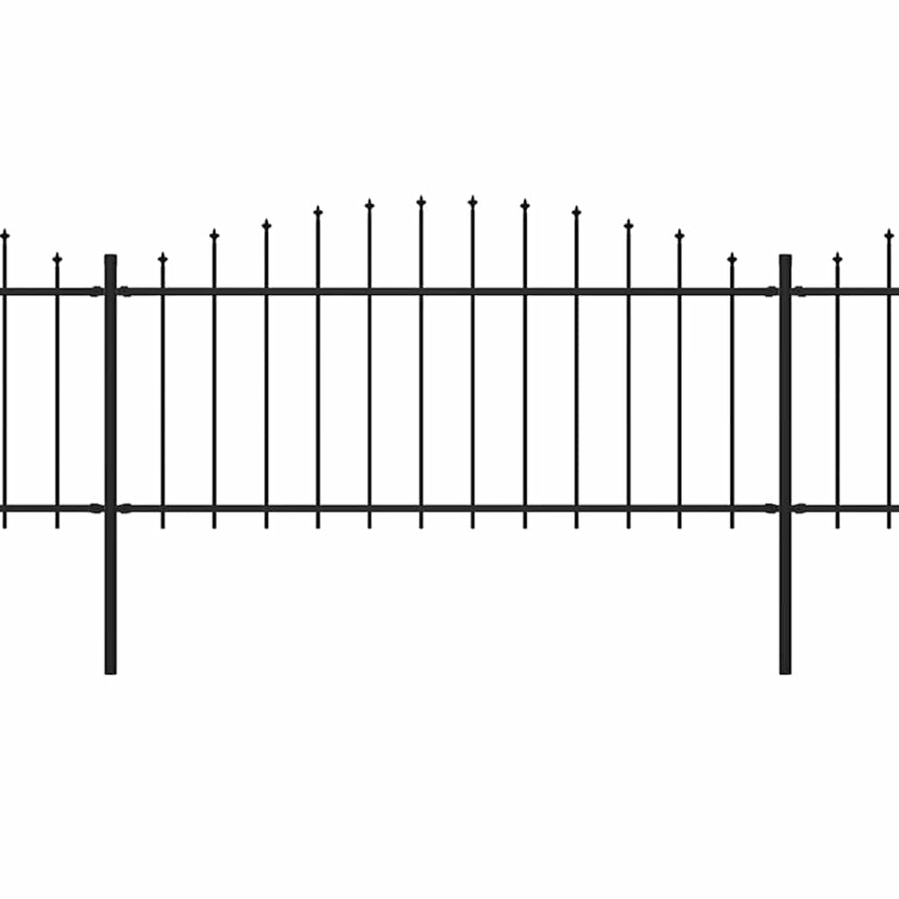 Gartenzaun mit Speerspitzen Stahl (0,5 - 0,75) x 11,9 m Schwarz