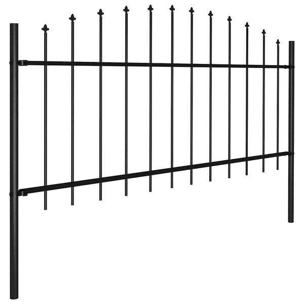 Gartenzaun mit Speerspitze Stahl 1426 x 75 cm Schwarz