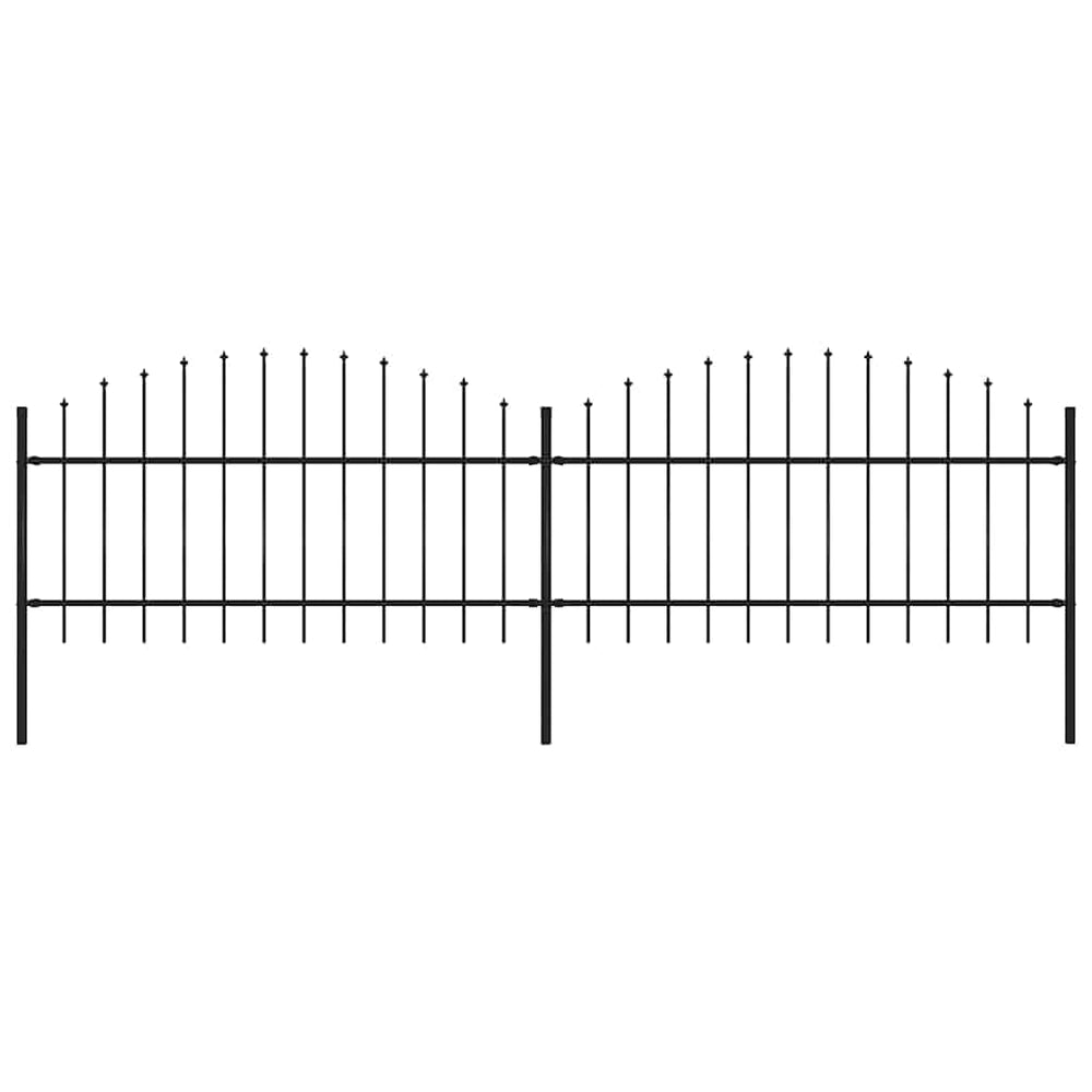 vidaXL Garden Fence with Spear Top Steel 359 x 125 cm Black