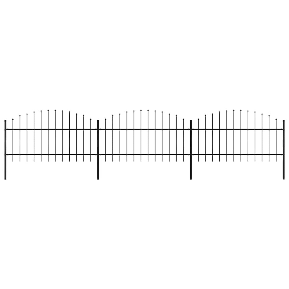 vidaXL Garden Fence with Spear Top Steel 537 x 125 cm Black
