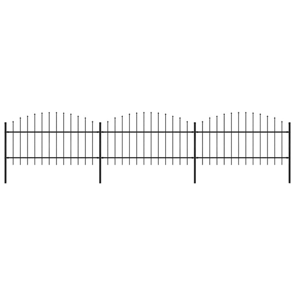 Gartenzaun mit Speerspitze Stahl 537 x 125 cm Schwarz