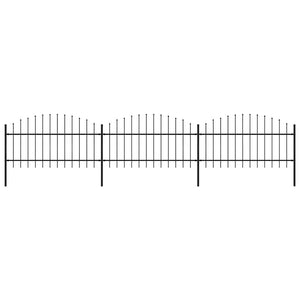 Gartenzaun mit Speerspitze Stahl 537 x 125 cm Schwarz