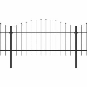 Gartenzaun mit Speerspitze Stahl 537 x 125 cm Schwarz