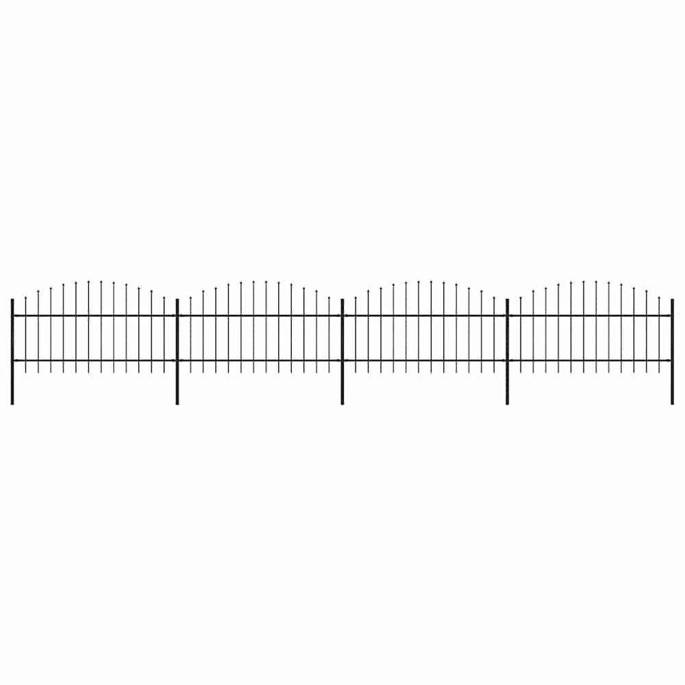 vidaXL Garden Fence with Spear Top Steel 714.5 x 125 cm Black