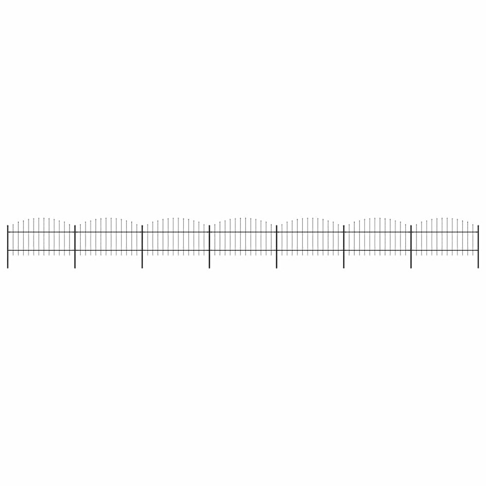 vidaXL Garden Fence with Spear Top Steel 1248 x 125 cm Black