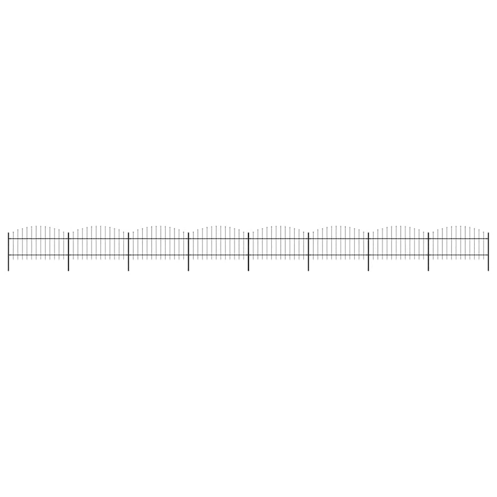 Gartenzaun mit Speerspitzen Stahl (1 - 1,25) x 13,6 m Schwarz