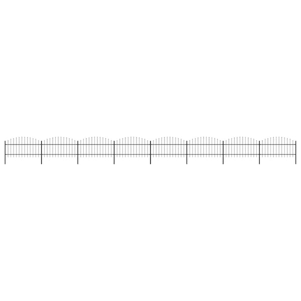 Gartenzaun mit Speerspitzen Stahl (1 - 1,25) x 13,6 m Schwarz