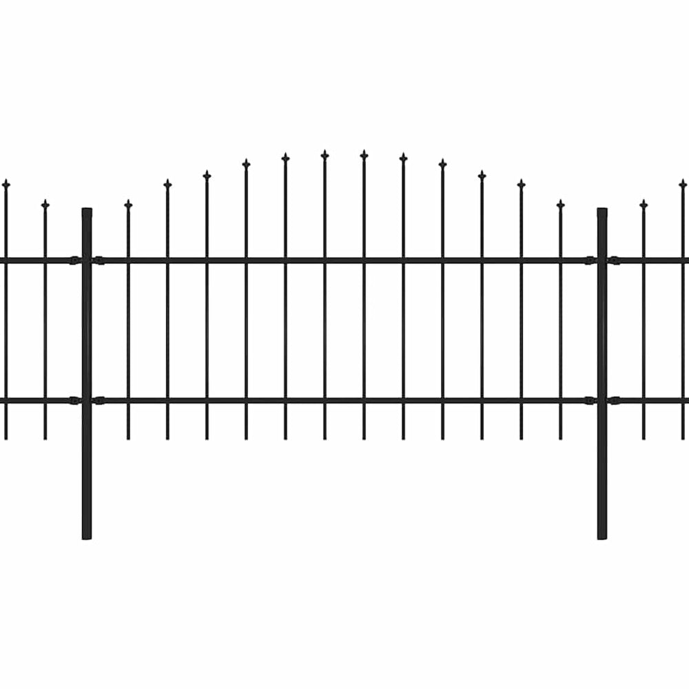vidaXL Garden Fence with Spear Tops Steel (1 - 1.25) x 13.6 m Black