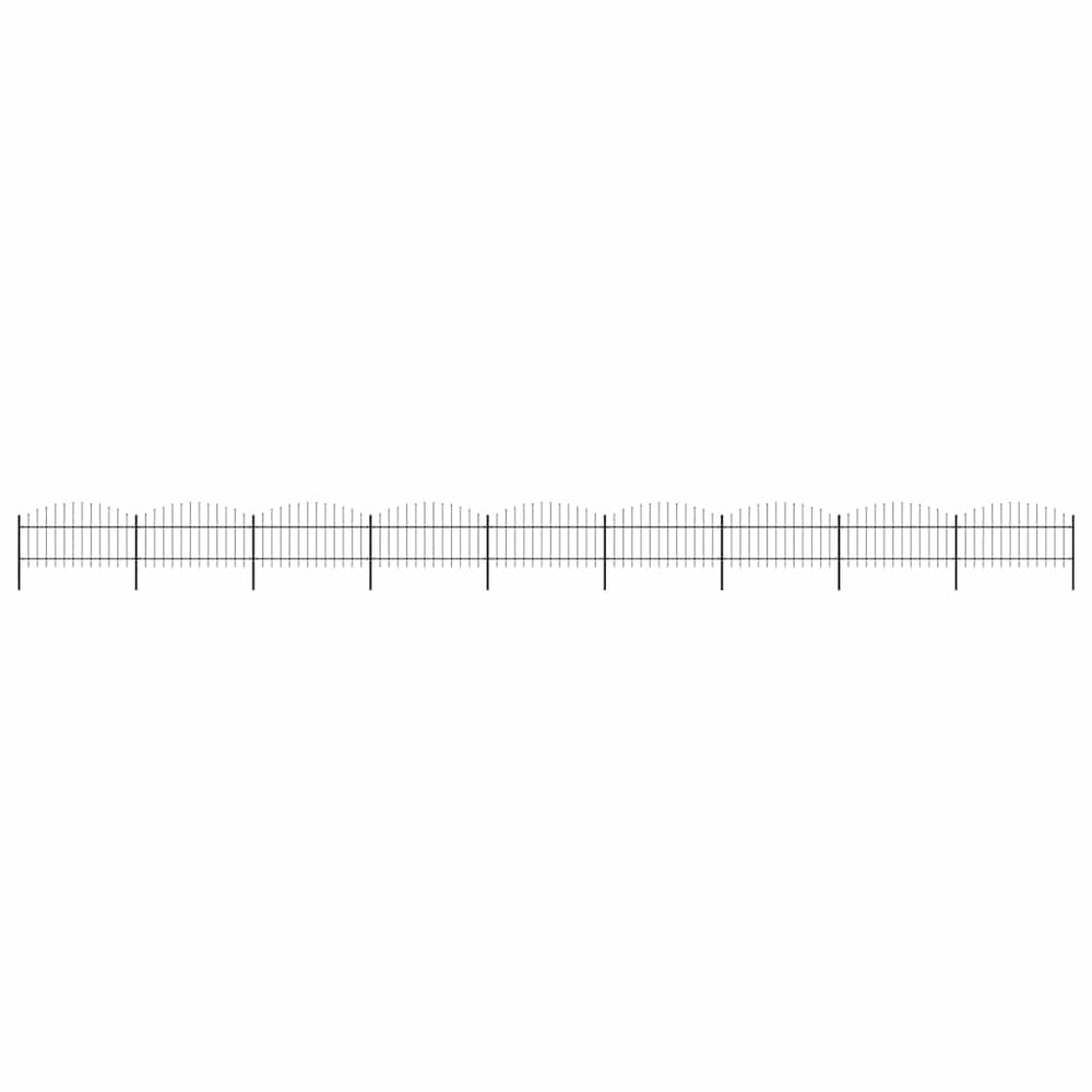 vidaXL Garden Fence with Spear Top Steel 1603.5 x 125 cm Black