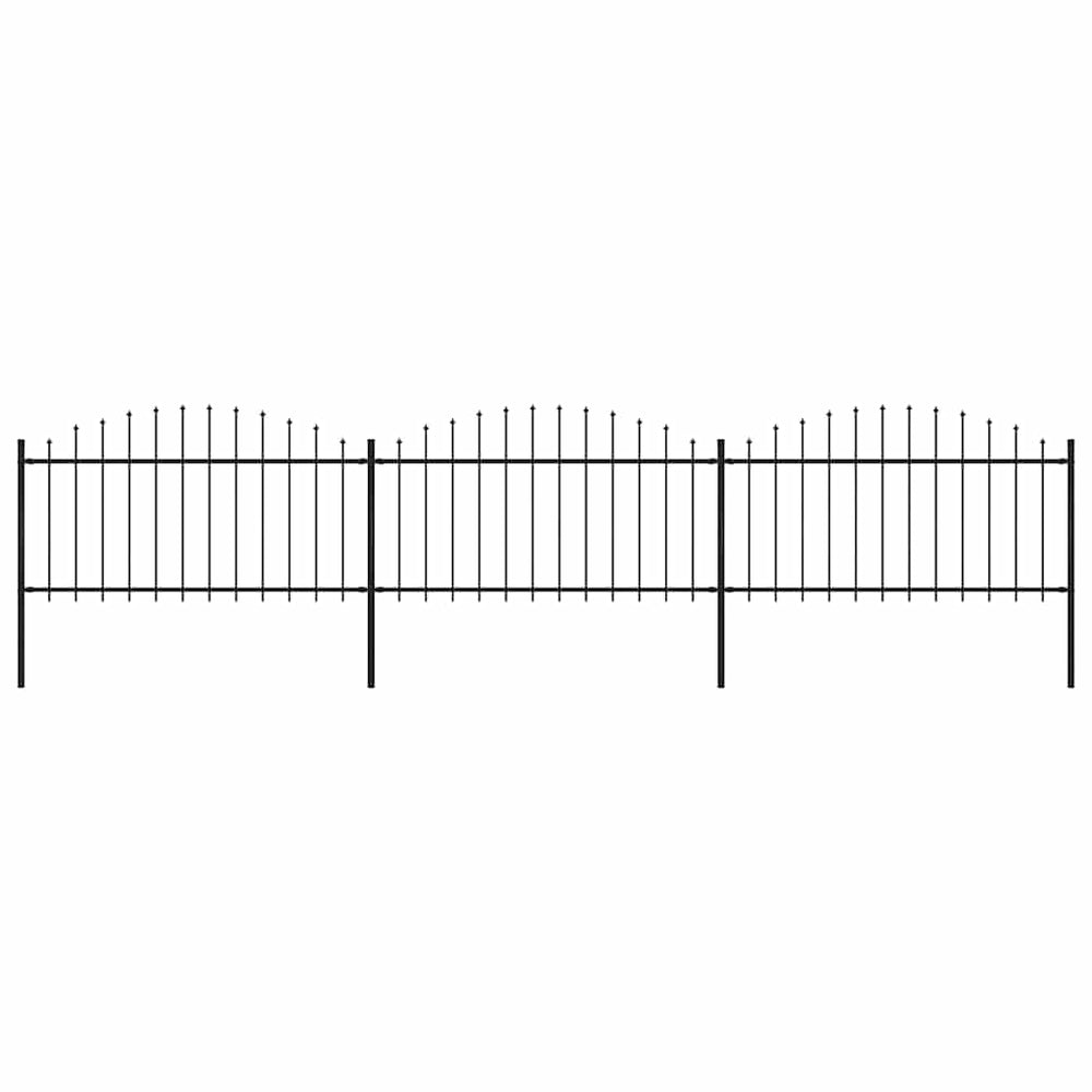 vidaXL Garden Fence with Spear Top Steel 537 x 150 cm Black
