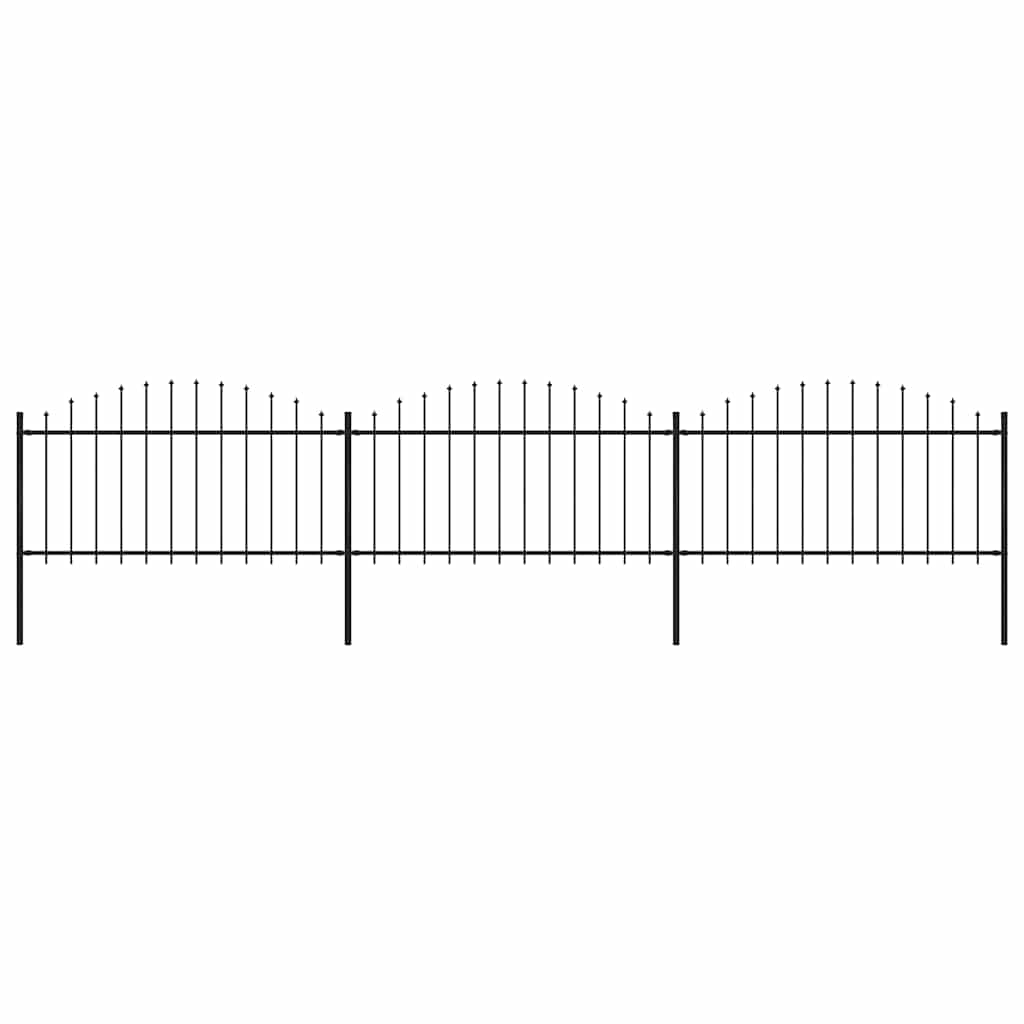 Gartenzaun mit Speerspitze Stahl 537 x 150 cm Schwarz