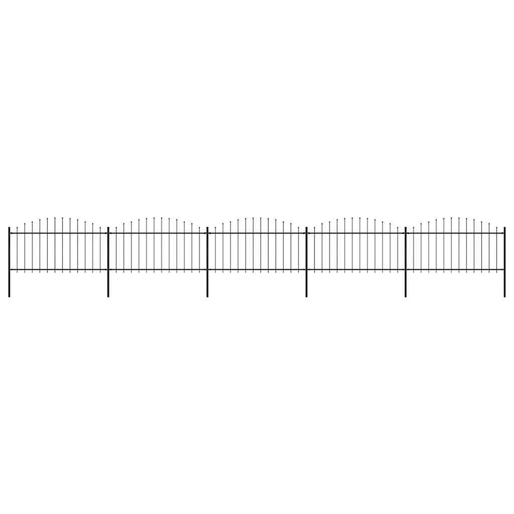 vidaXL Garden Fence with Spear Top Steel 892.5 x 150 cm Black