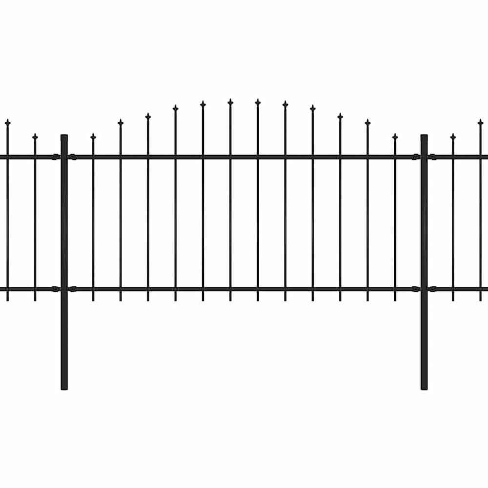 vidaXL Garden Fence with Spear Top Steel 892.5 x 150 cm Black