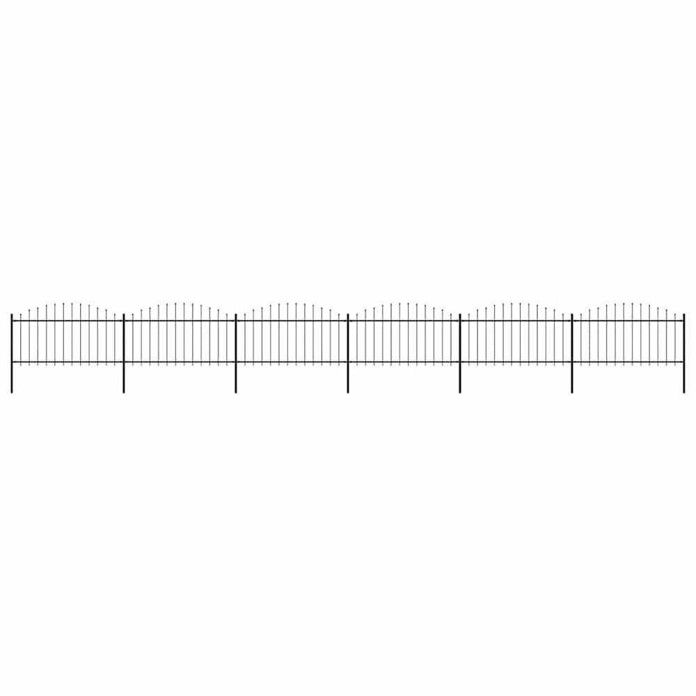 vidaXL Garden Fence with Spear Top Steel 1070 x 150 cm Black