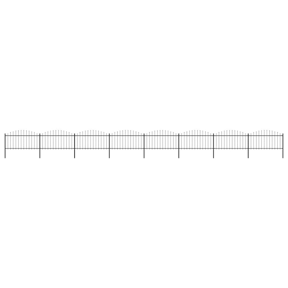 vidaXL Garden Fence with Spear Top Steel 1426 x 150 cm Black