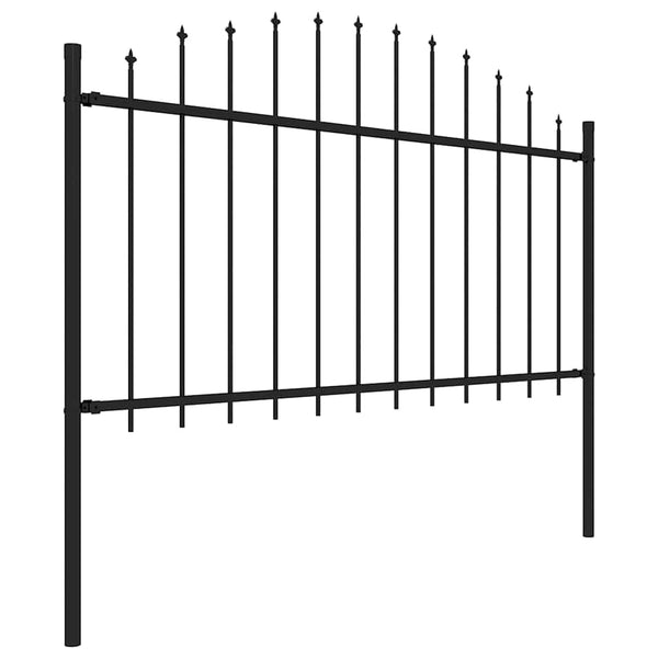 Gartenzaun mit Speerspitze Stahl 1603,5 x 150 cm Schwarz